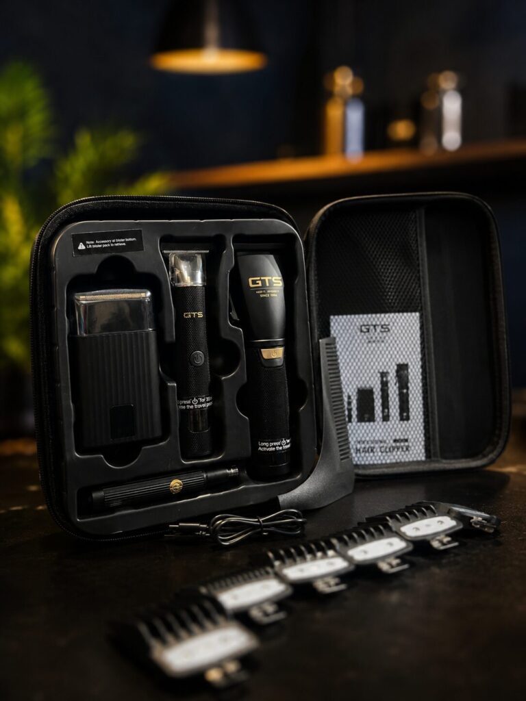 GTS Professional 4-in-1 Cordless Barber Grooming Kit with Travel Case